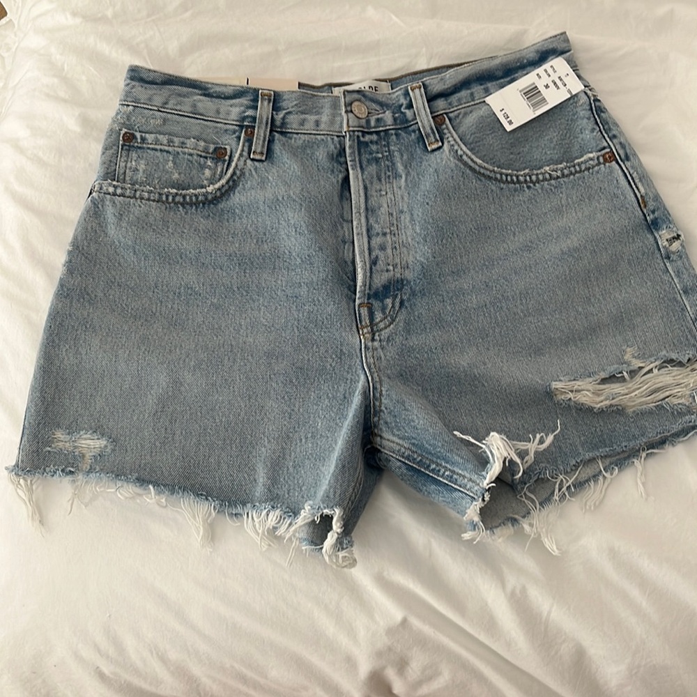 agolde riley high rise slim leg shorts
